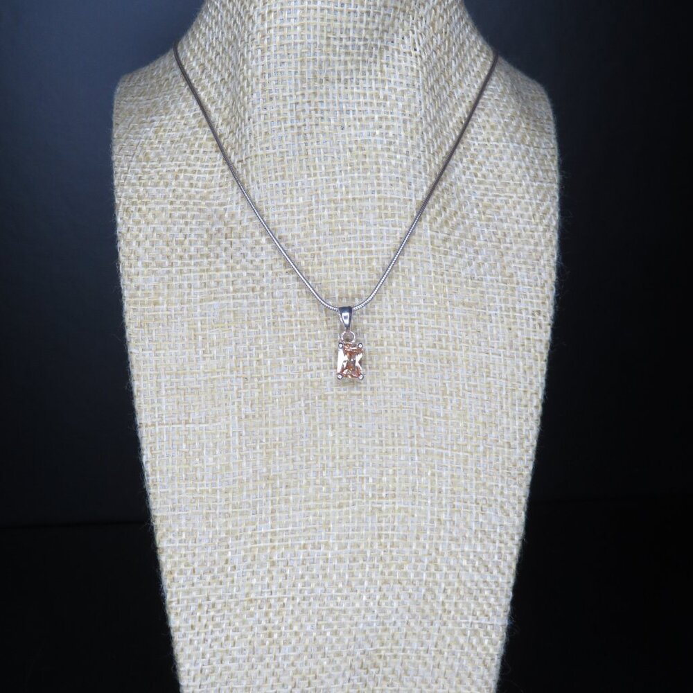 Vintage Sterling Silver Morganite Pendant - Picture 5 of 6